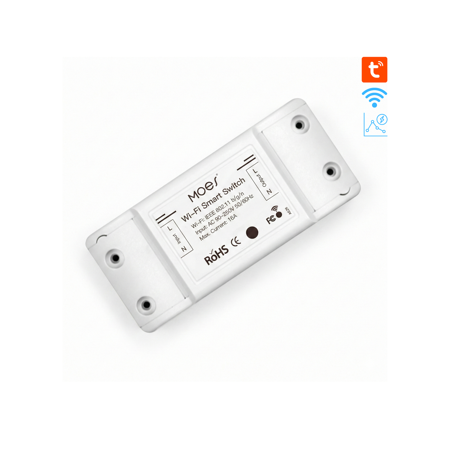 مفتاح الواي فاي الذكي 16A من MOES مع خاصية مراقبة الطاقة تطبيق  tuya -smart life