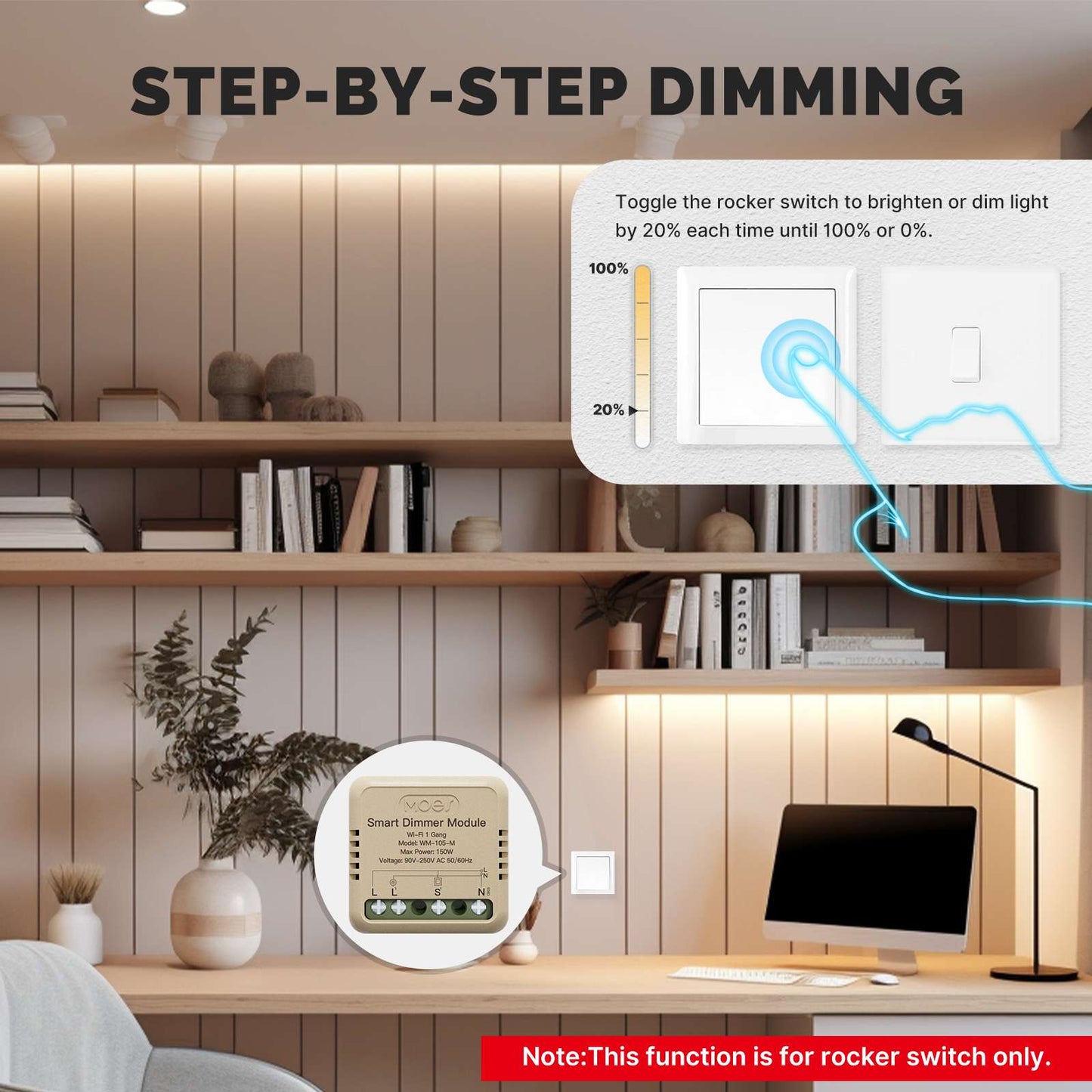مفتاح التحكم الذكي المخفي للتعتيم نظام wifi - تطبيق tuya-smart life