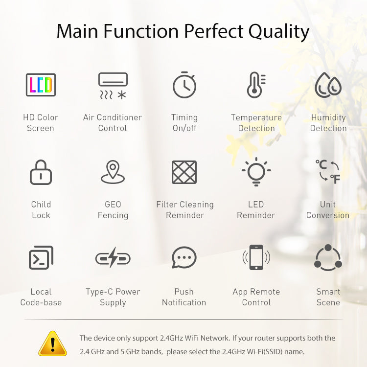Smart air conditioner controller via Wi-Fi and IR with temperature and humidity display – Tuya