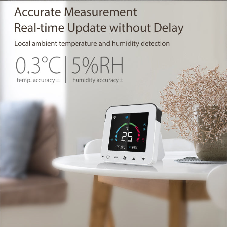 Smart air conditioner controller via Wi-Fi and IR with temperature and humidity display – Tuya