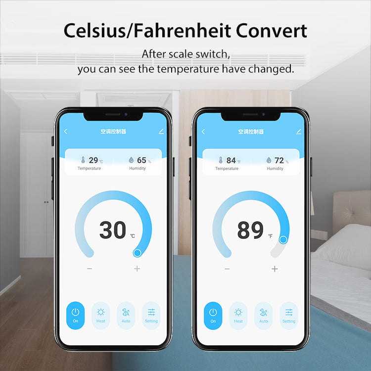 Smart air conditioner controller via Wi-Fi and IR with temperature and humidity display – Tuya