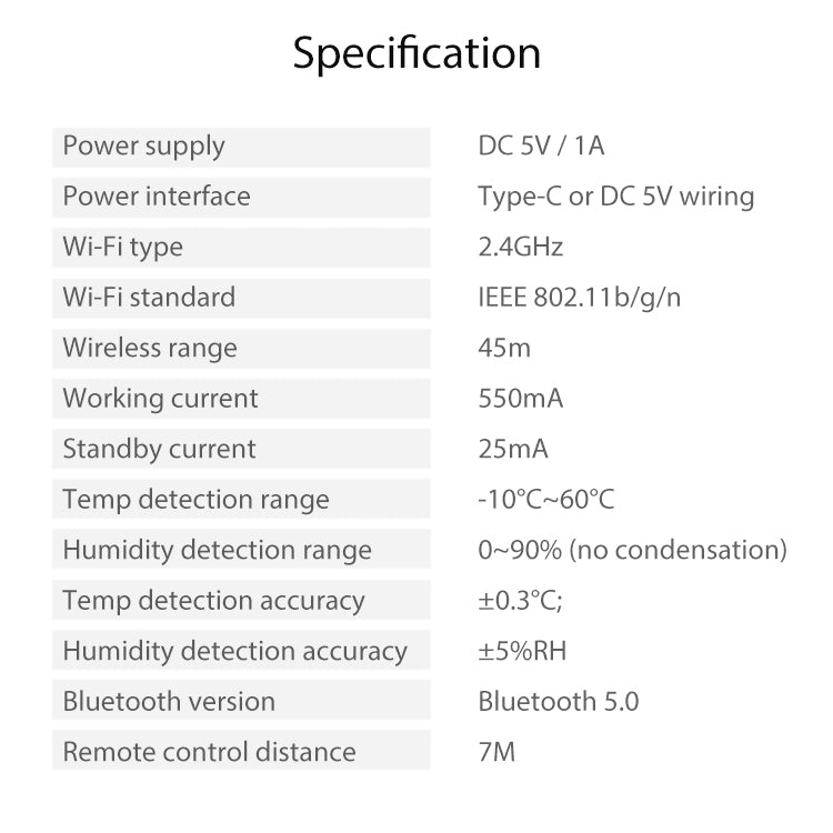 Smart air conditioner controller via Wi-Fi and IR with temperature and humidity display – Tuya
