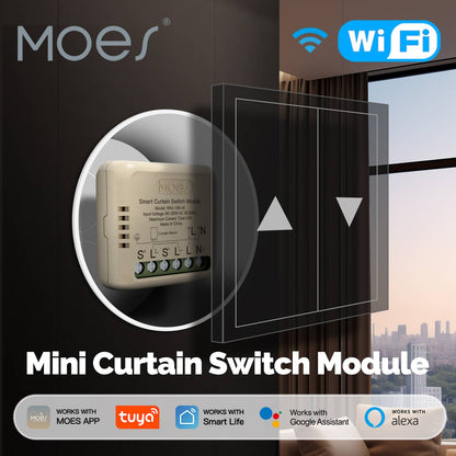 وحدة مفتاح ستائر ذكية wifi (Mini) – تطبيق tuya + تحكم صوتي