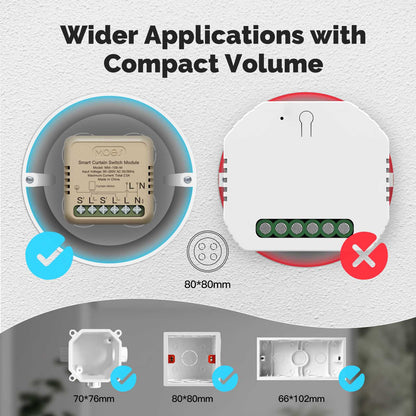 وحدة مفتاح ستائر ذكية wifi (Mini) – تطبيق tuya + تحكم صوتي