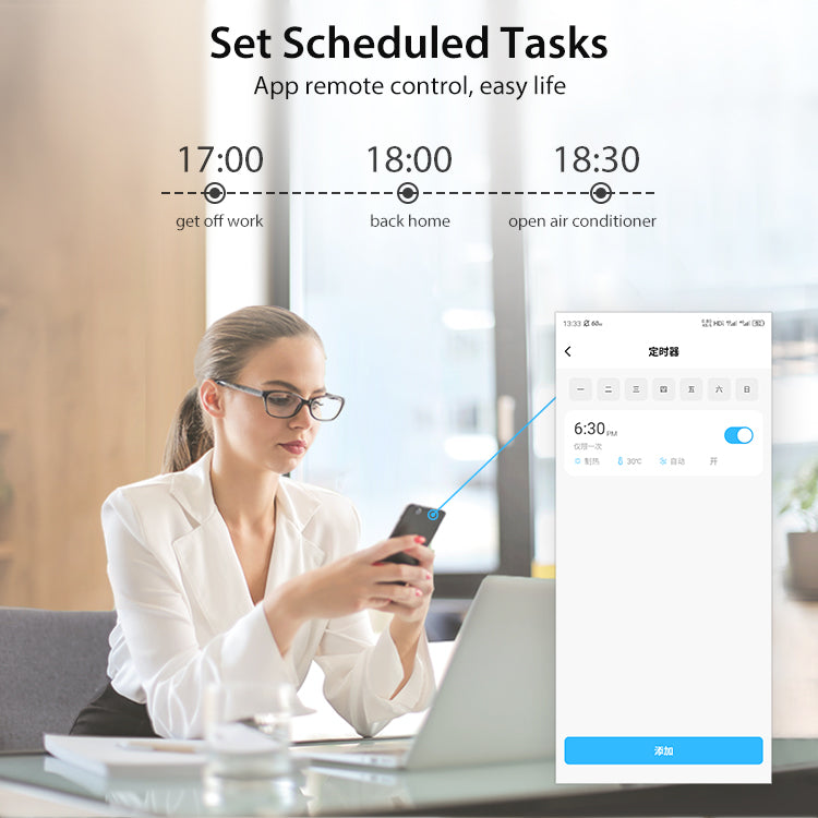 Smart air conditioner controller via Wi-Fi and IR with temperature and humidity display – Tuya