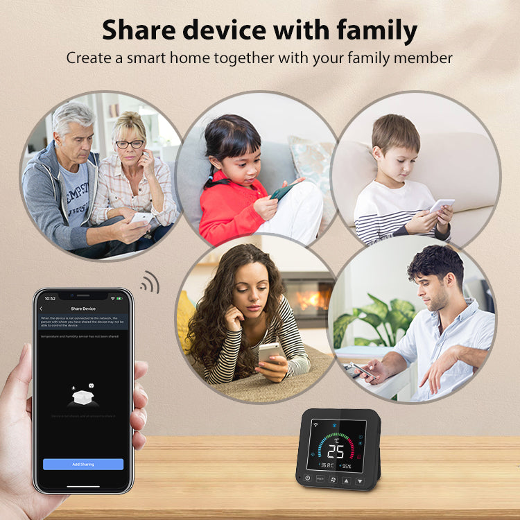 Smart air conditioner controller via Wi-Fi and IR with temperature and humidity display – Tuya