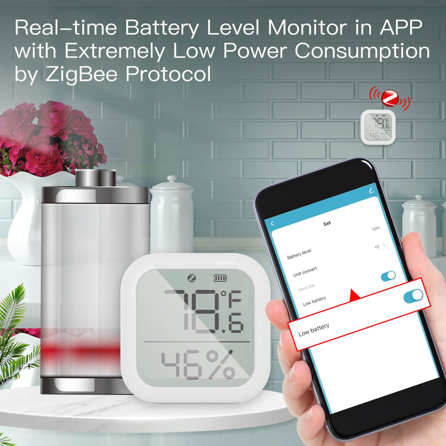 حساس الحرارة والرطوبة الذكي نظام zigbee- tuya