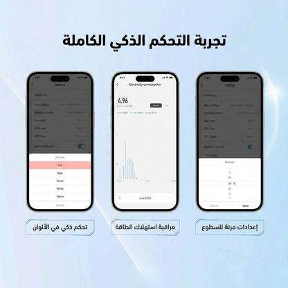 سوج لمس ذكي بقدرة ٣٠ امبير  خاصية مراقبة الطاقة نظام واي فاي تطبيق تويا وسمارت لايف