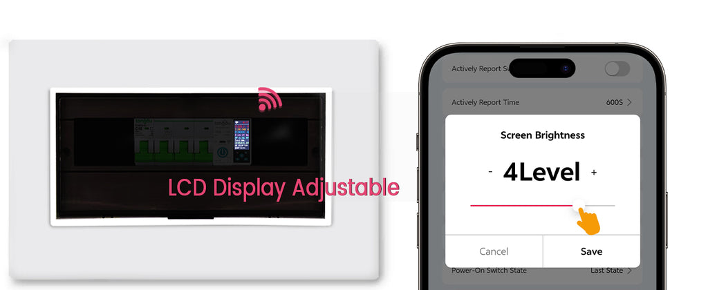 TO-Q-SYS-JWT LCD brightness setting example in the app.