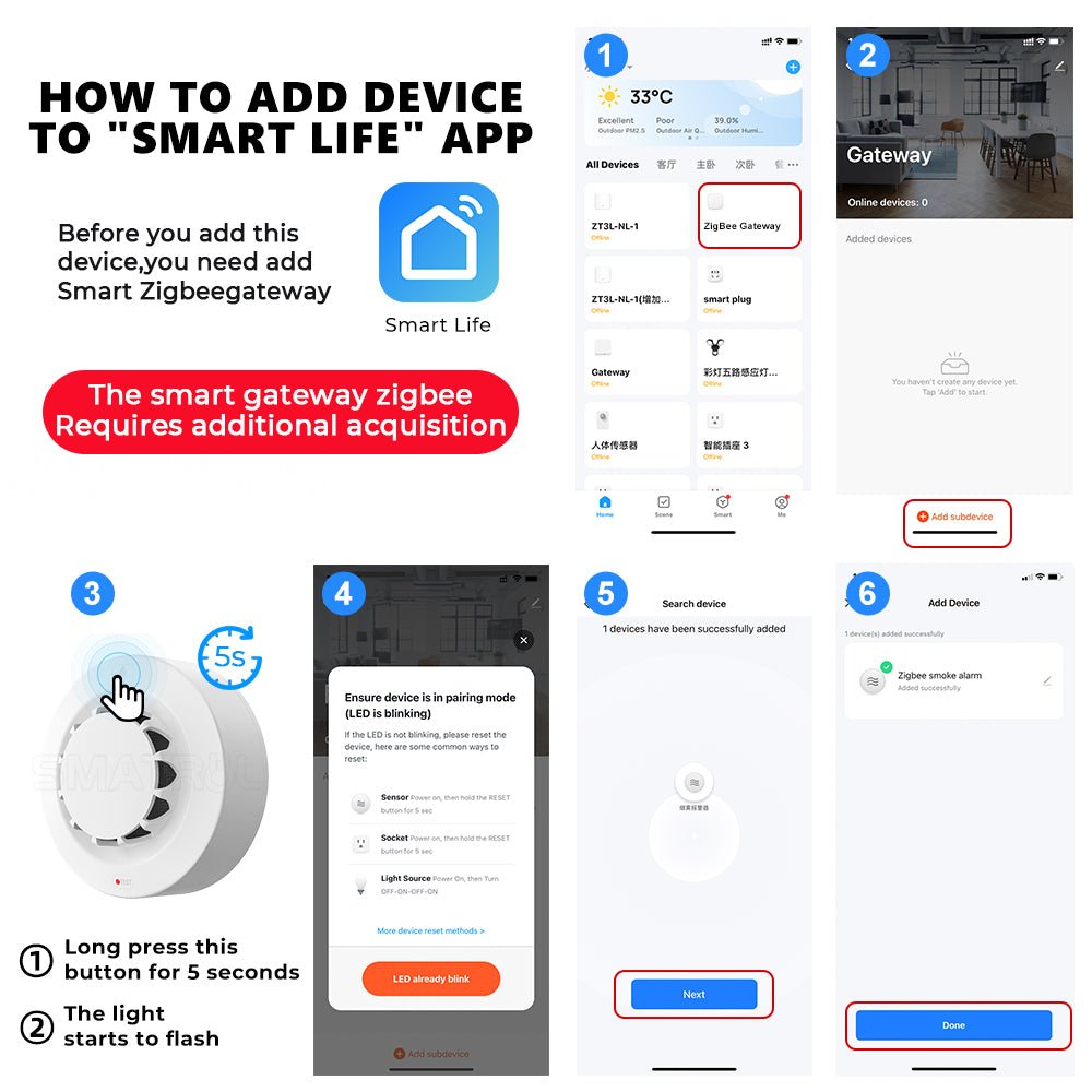 حساس دخان ذكي زيكبي يعمل من تويا - SMARTIFY