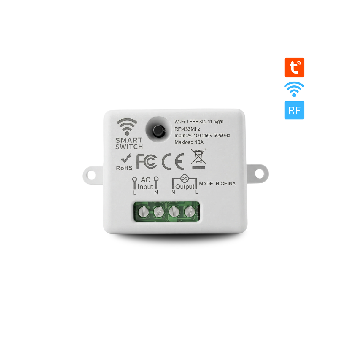 Small RF or RF+WiFi switch, WiFi control system with RF remote.