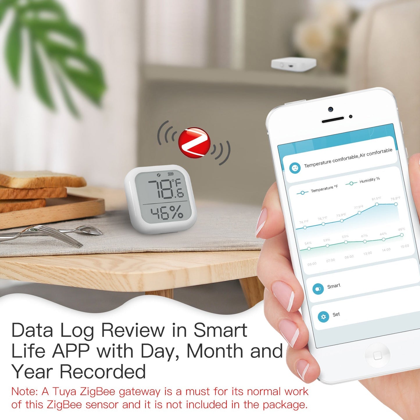 حساس الحرارة والرطوبة الذكي نظام zigbee- tuya