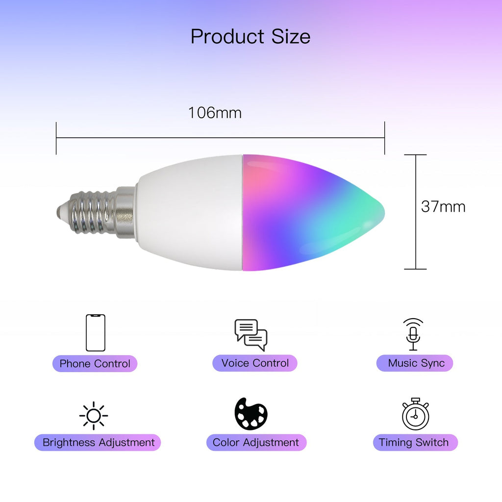 E14 Smart Bulb - WIFI (Music Sync) - Multicolor 6W - Tuya App