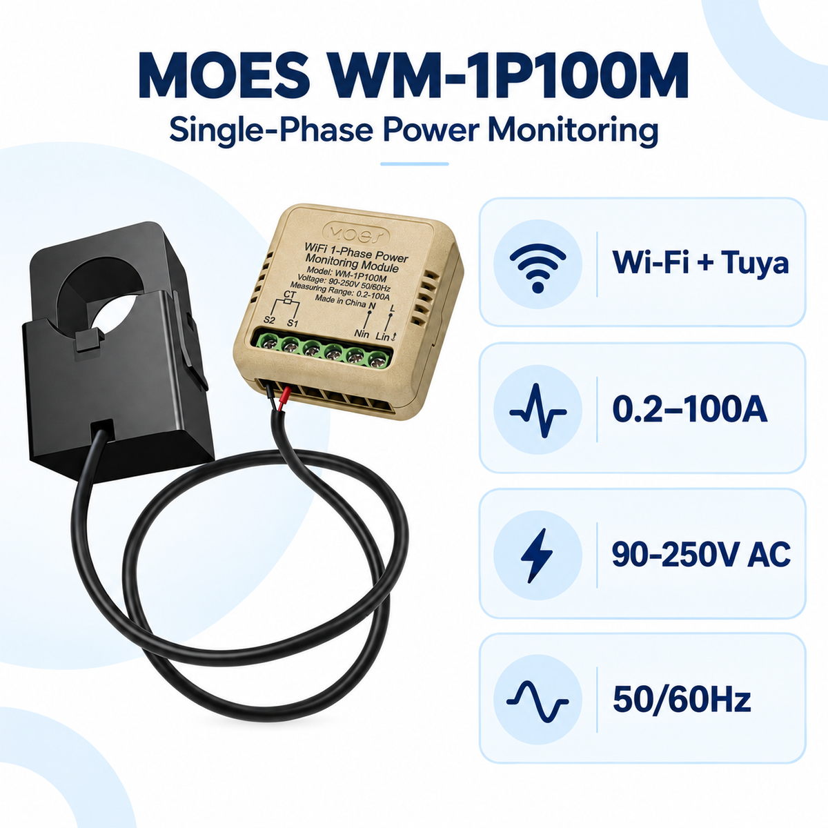 مواصفات MOES WM-1P100M قياس 0.2–100 أمبير