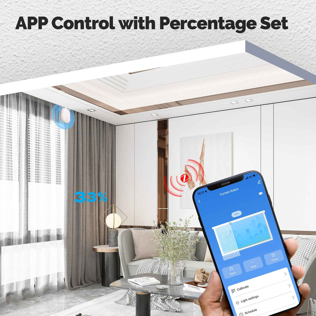 روبوت الستائر MOES ZC-RB01-A-MS Zigbee يعمل بثلاث بطاريات AA