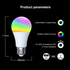 Zigbee E27 9W Smart Bulb (RGB+CCT) — Full control of color and brightness 