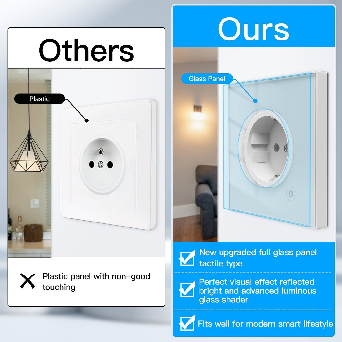 مقبس ذكي 16A مراقبة طاقة نظام ZIGBEE- تصميم اوربي متوافق مع Tuya و Smart Life