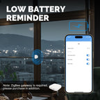 إعداد تنبيه انخفاض بطارية MOES ZSS-S01-GWM-C عبر بوابة Zigbee متوافقة؛ النسبة المعروضة مثال.