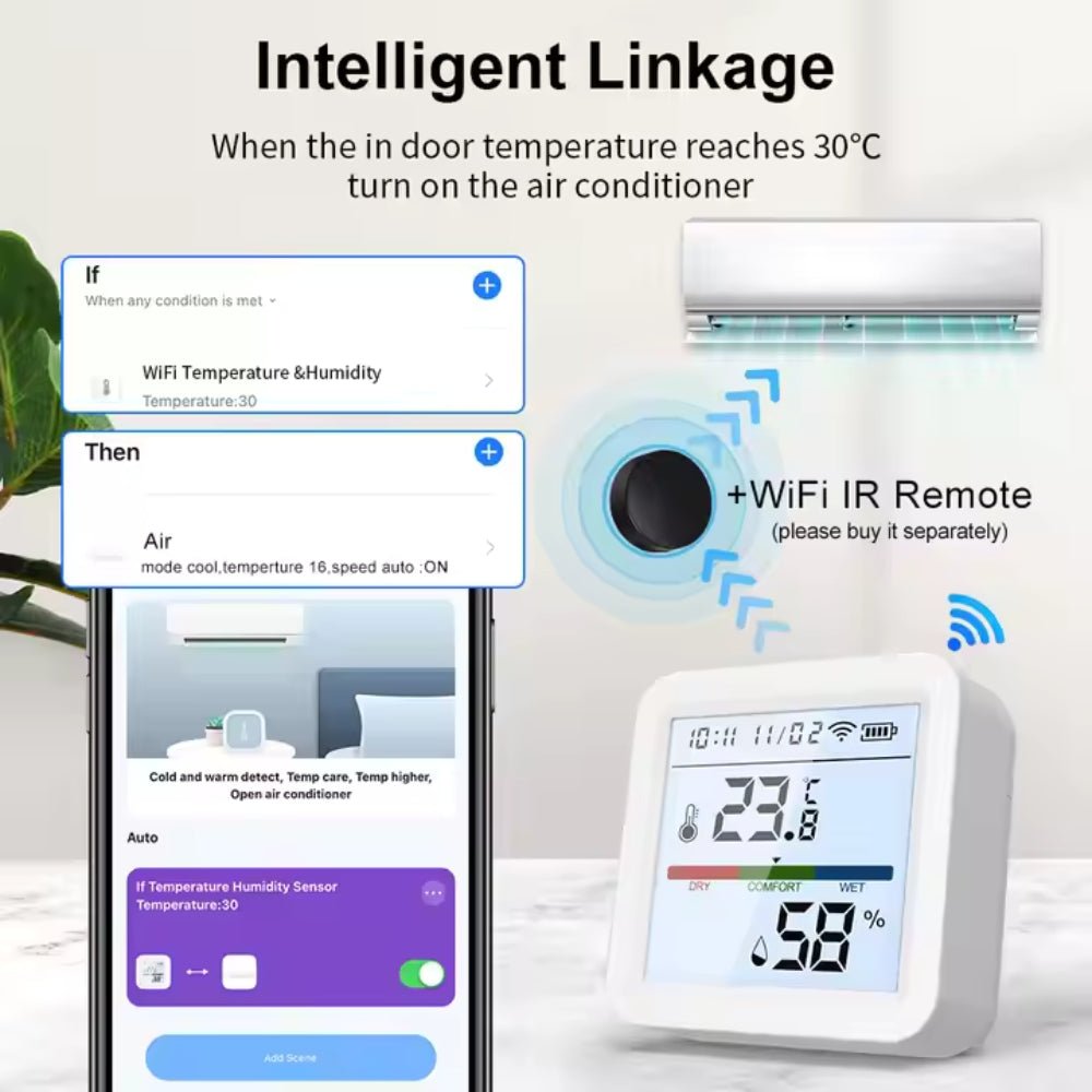 مستشعر درجة الحرارة والرطوبة الذكي WiFi من Tuya - يدعم Alexa وGoogle Home - SMARTIFY