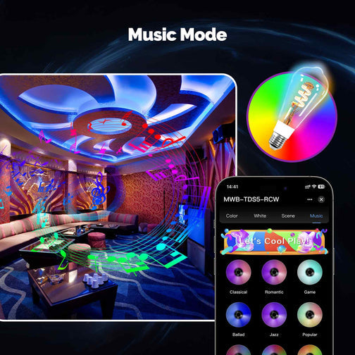 MOES ST64 Smart Edison Bulb - Multicolored with Matter Support and Tuya App