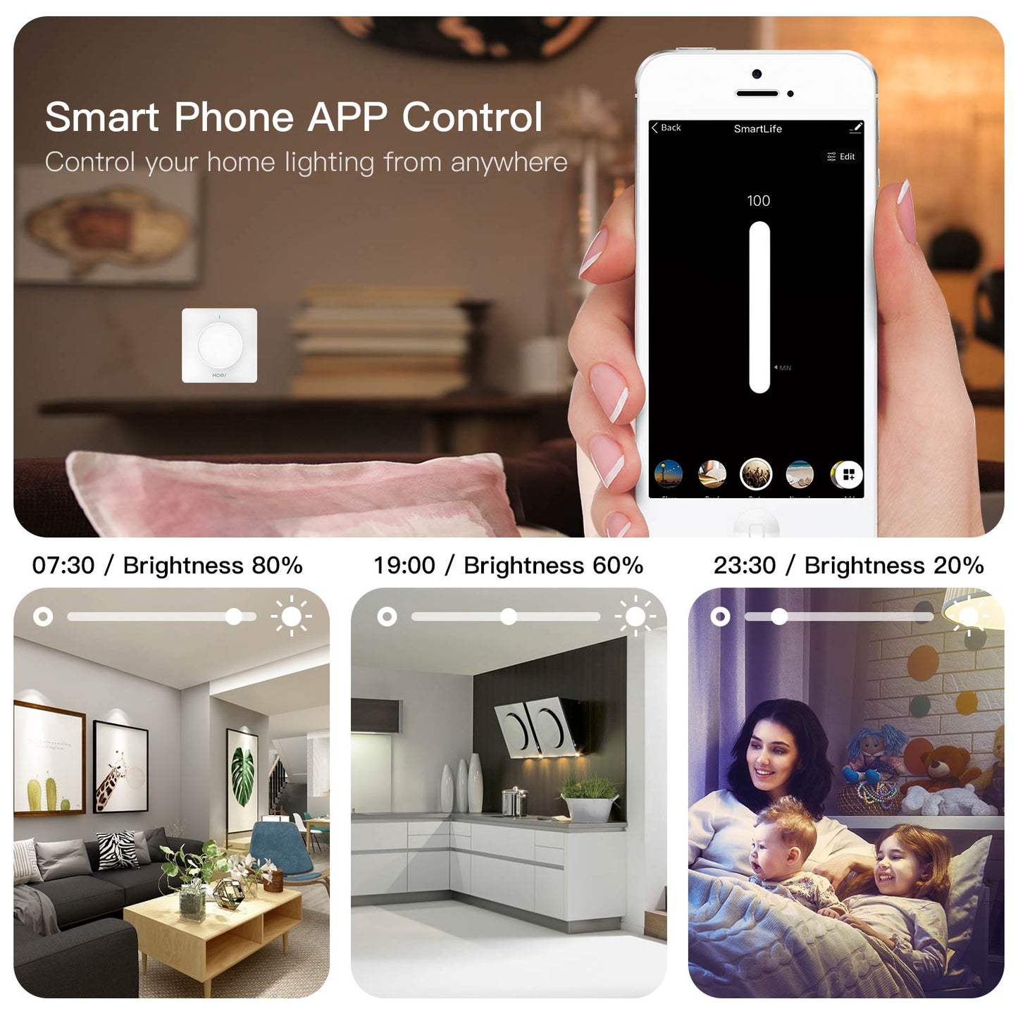 مفتاح ذكي للتعتيم دوار نظام zigbee تطبيق tuya-smart life