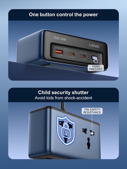 سيّار كهربائي مكتبي بمقبس عالمي بقدرة 45 واط للشحن السريع