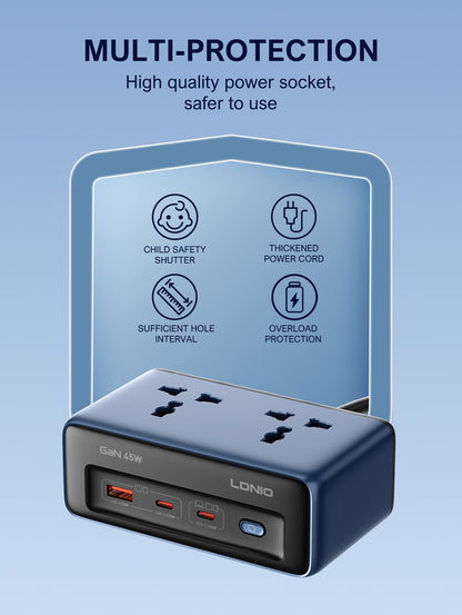 سيّار كهربائي مكتبي بمقبس عالمي بقدرة 45 واط للشحن السريع