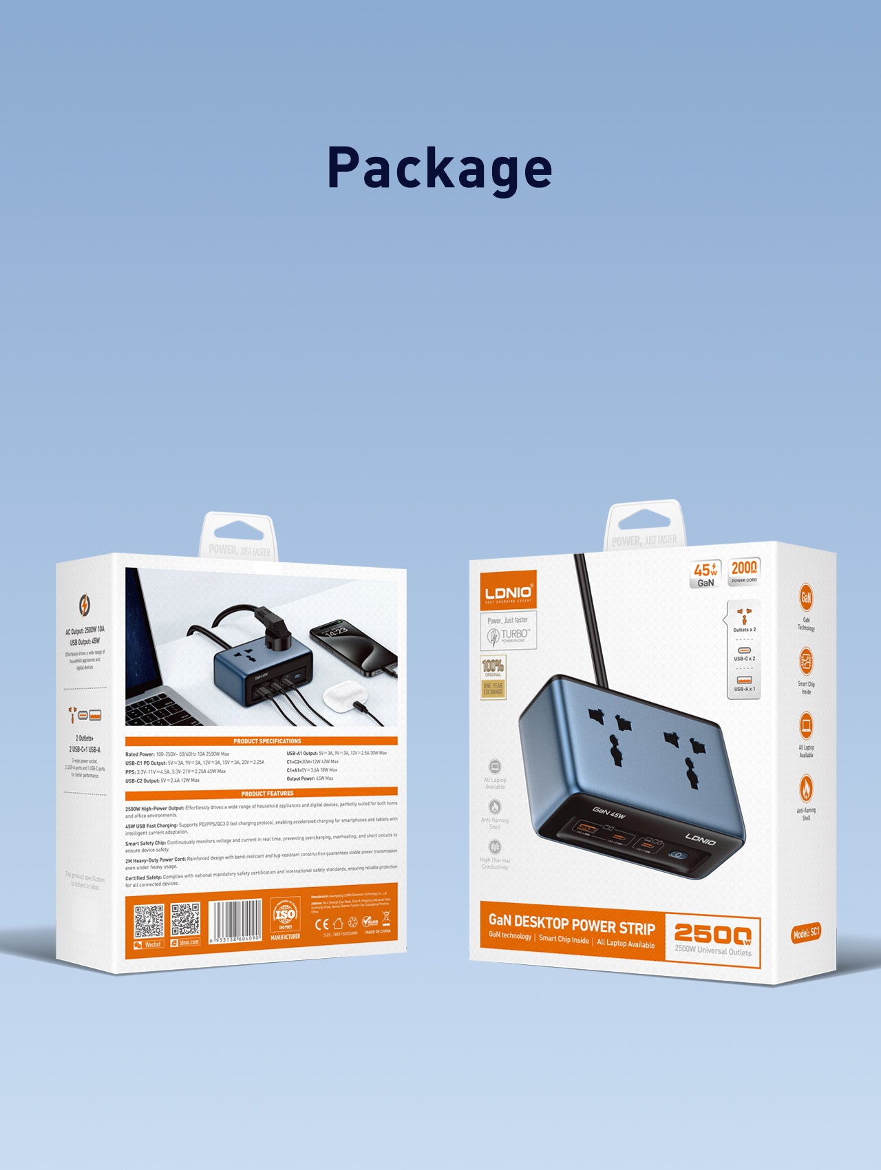 سيّار كهربائي مكتبي بمقبس عالمي بقدرة 45 واط للشحن السريع