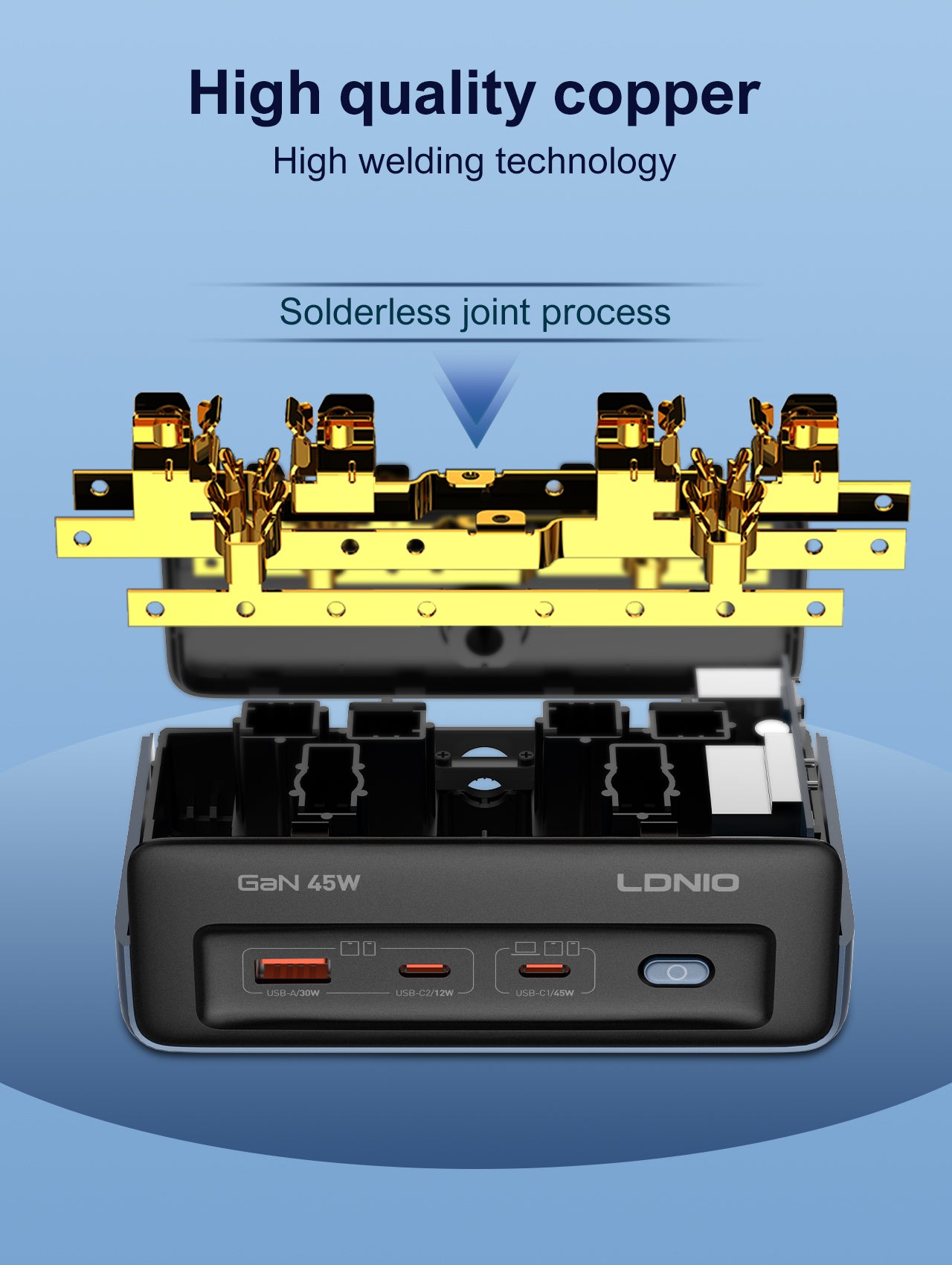 سيّار كهربائي مكتبي بمقبس عالمي بقدرة 45 واط للشحن السريع