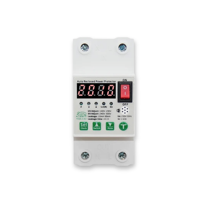 Smart cold-circuit protection circuit breaker (no Wi-Fi) with automatic restart – protection against overcurrent, high and low voltage, and electrical leakage 