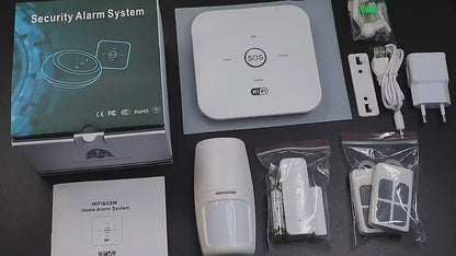 نظام إنذار ذكي للمنزل يعمل بالواي فاي ويدعم شريحة SIM – متوافق مع تطبيق Tuya Smart / Smart Life – تحكم عن بُعد وصوتي