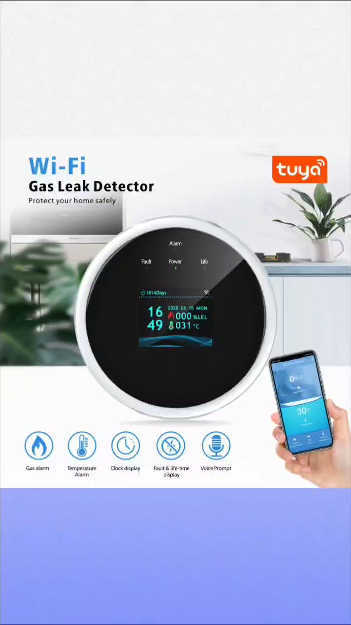 حساس تسرب الغاز الذكي بشاشة ملونة Wi-Fi — PST-GS21