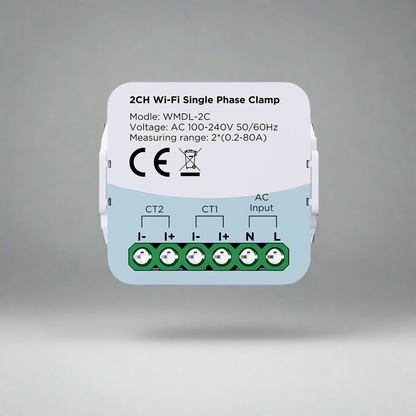 عداد استهلاك كهرباء ذكي WiFi ثنائي القناة 80A – قياس ثنائي الاتجاه مع مستشعر مشبك، يدعم المراقبة عبر تطبيق تويا وسمارت لايف