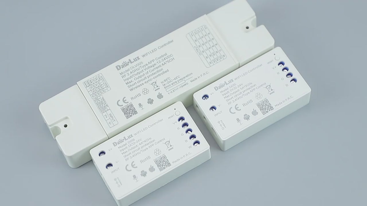 دڕایڤەر/کۆنتڕۆڵکەری زیرەکی RGBی 12–24V (Wi-Fi Tuya) — کۆنتڕۆڵکردنی پیشەییانەی ڕووناکی... بێ گۆڕینی لایتەکە (شەریتەکە)