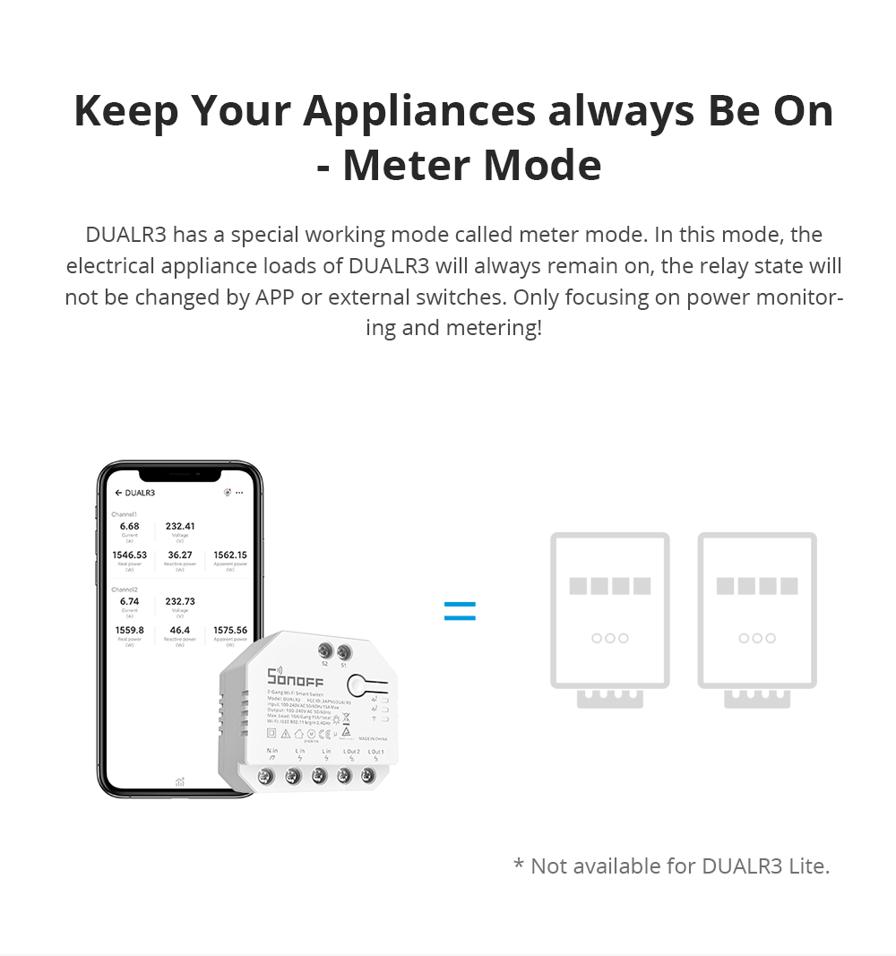 وضع Meter لقياس قناتين دون التحكم بالتشغيل في DUALR3