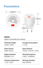 مواصفات حساس الغاز Zigbee PST-RQ500A: الإنذار 70 ديسيبل وحد الميثان 7%LEL ±3%LEL