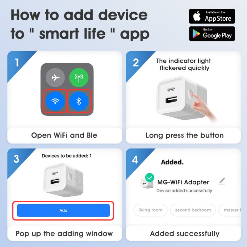 دليل المورد لإضافة محوّل Wi-Fi إلى Smart Life باستخدام الزر الجانبي واكتشاف Bluetooth أثناء الإعداد