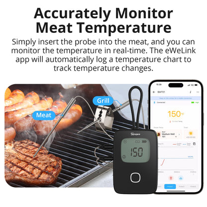 مقياس سونوف الذكي لدرجة حرارة لحوم الشواء والطبخ (BBQ) مع ميزة المراقبة الدقيقة | BMT01