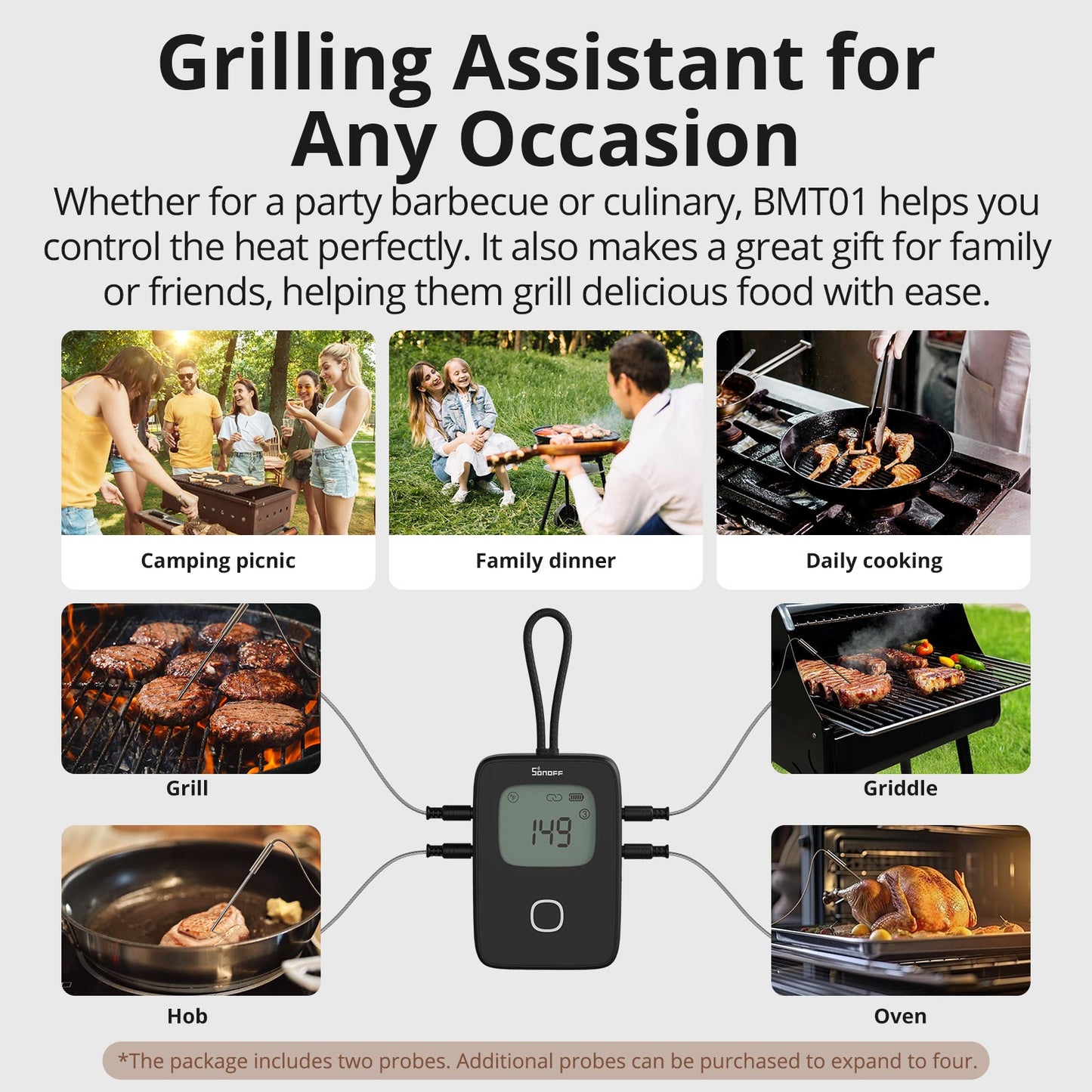 مقياس سونوف الذكي لدرجة حرارة لحوم الشواء والطبخ (BBQ) مع ميزة المراقبة الدقيقة | BMT01