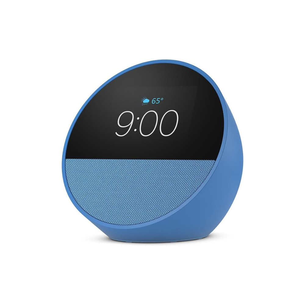 ئامێری Amazon Echo Spot 2024 - کاتژمێری هۆشمەندی ئەلێکسای زیرەک بە شاشەیەکی پێشکەوتوو و دەنگێکی ڕوون.