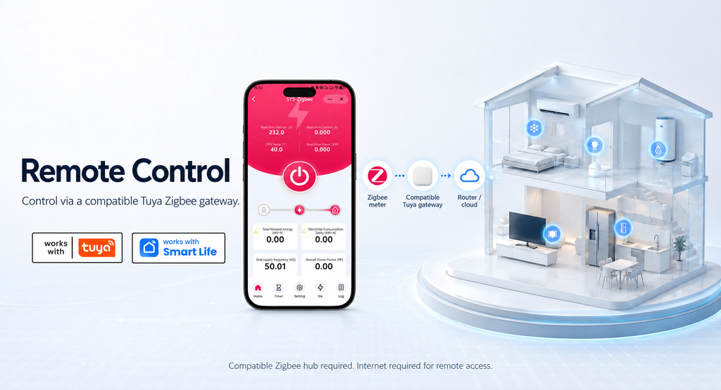 TO-Q-SYS-JZT — تحكم عن بُعد عبر هاب Tuya Zigbee متوافق؛ يلزم الإنترنت للتحكم من الخارج