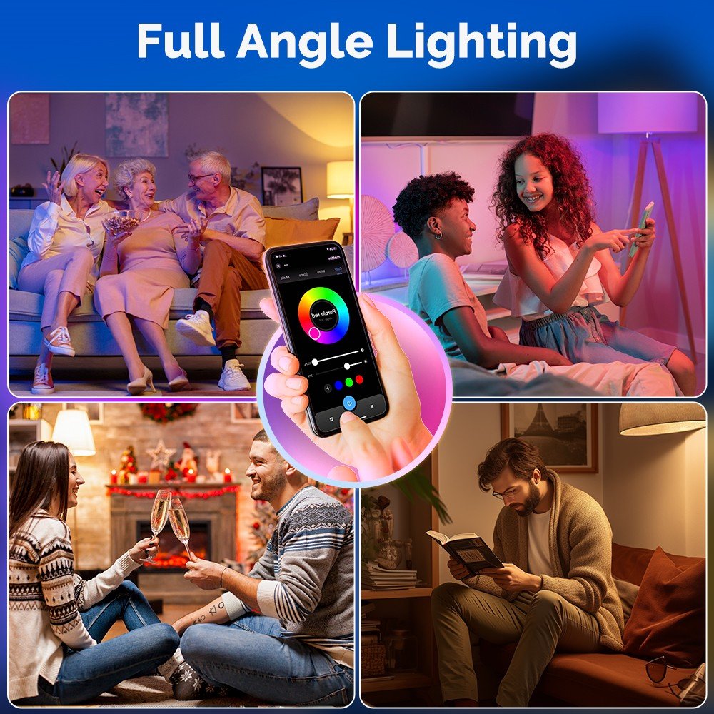 Tuya Matter Smart LED Bulb (WiFi) with E27 Base - Dimmable Color RGB Lighting (2700K-6500K)