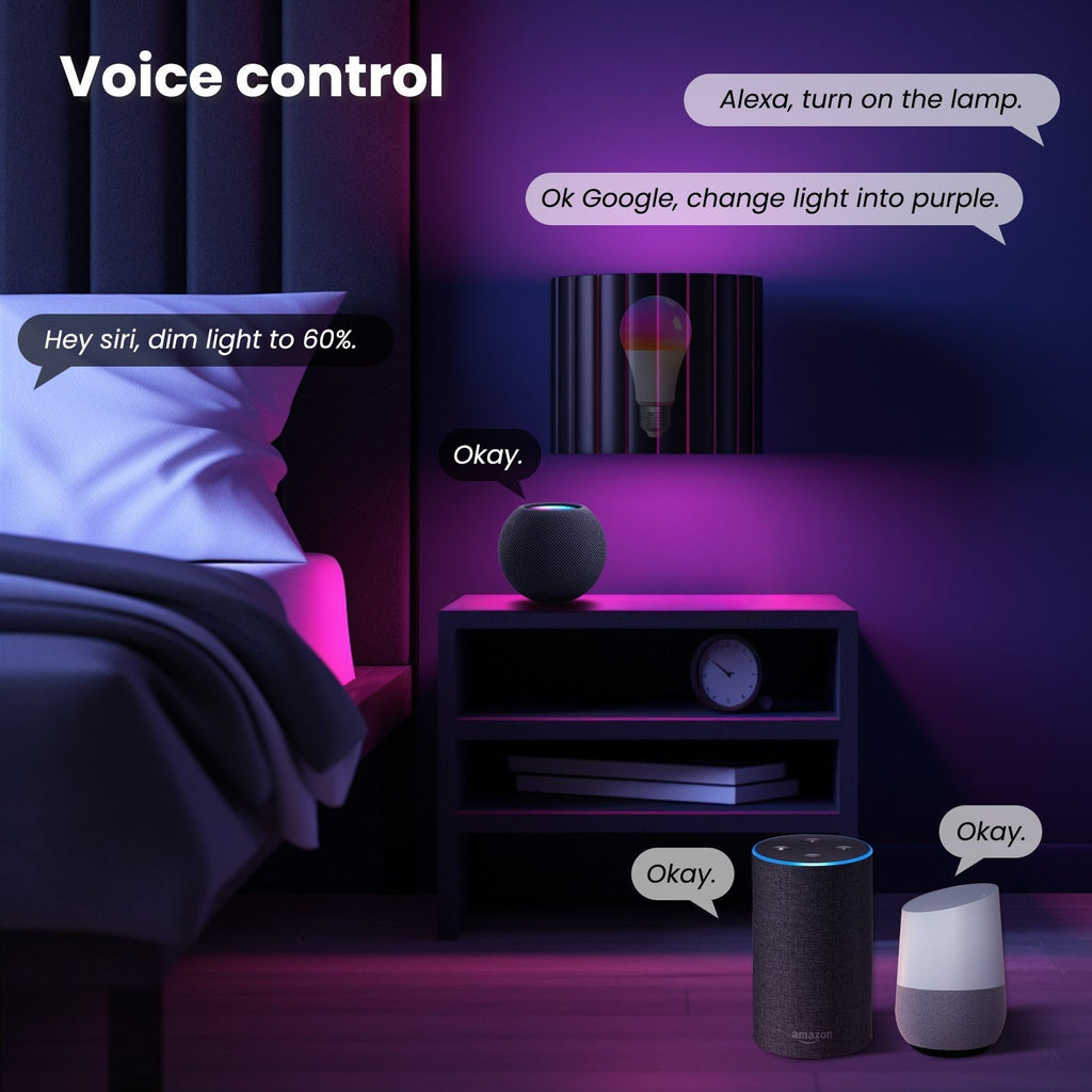 Tuya Matter Smart LED Bulb (WiFi) with E27 Base - Dimmable Color RGB Lighting (2700K-6500K)