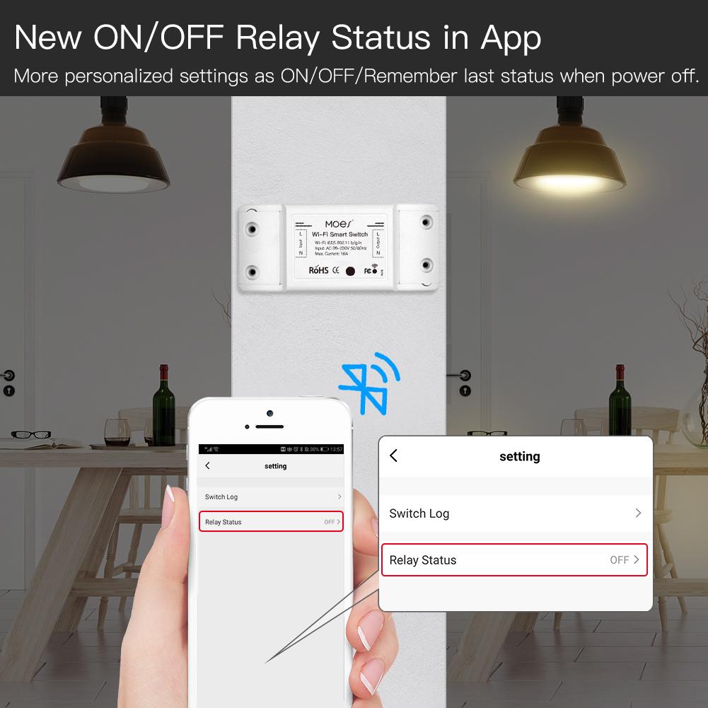 مفتاح الواي فاي الذكي 16A من MOES مع خاصية مراقبة الطاقة تطبيق  tuya -smart life