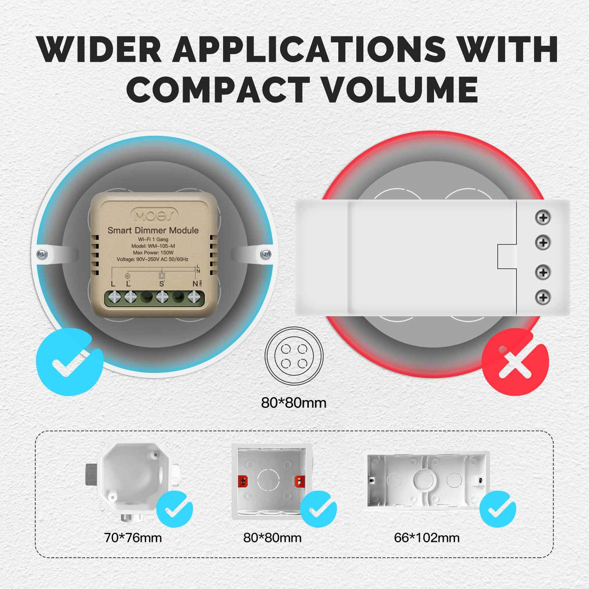 Smart Hidden Dimmer Switch Wi-Fi System - Tuya-Smart Life App