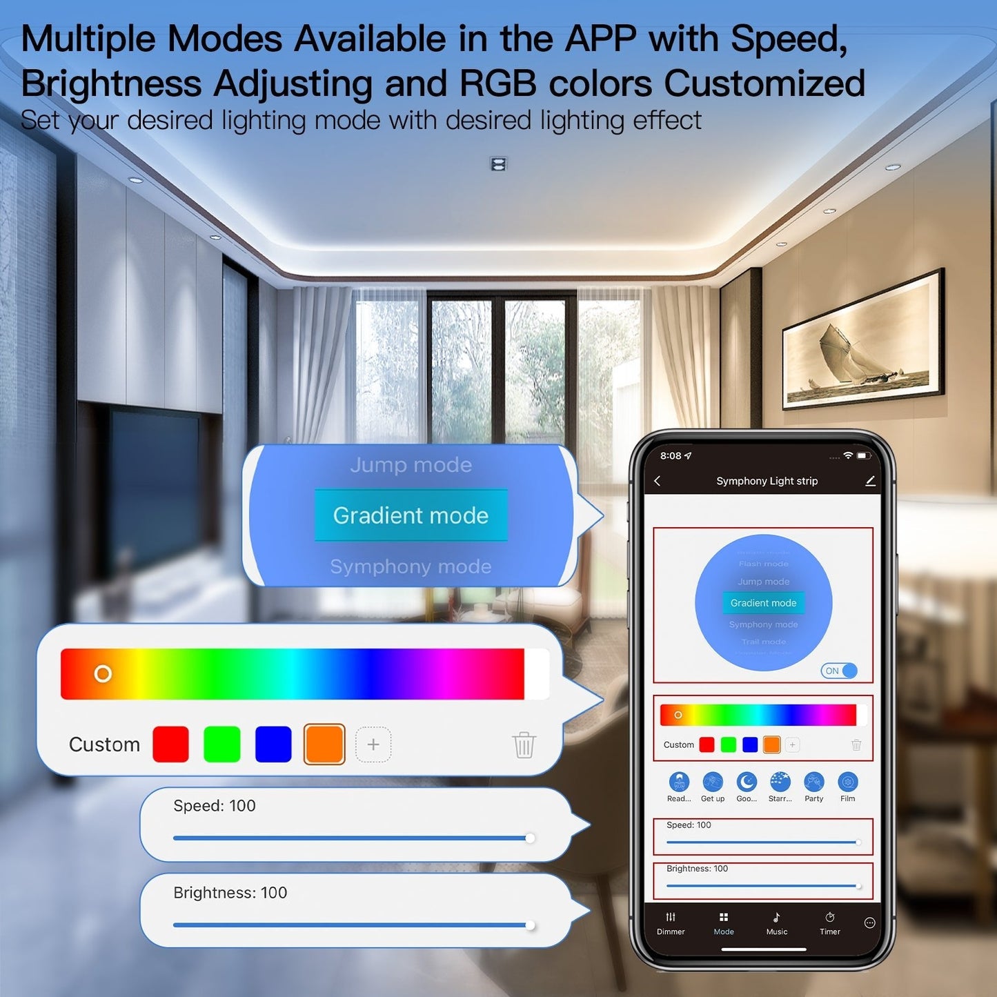 شريط الإضاءة الذكي من MOES تطبيق tuya -smart life  طول ٥ متر