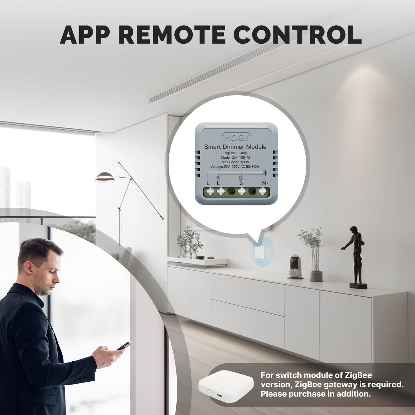 مفتاح التحكم الذكي المخفي للتعتيم نظام zigbee - تطبيق tuya-smart life